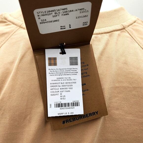 WOMEN'S BURBERRY SANTO LOGO T-SHIRT/SOFT FAWN/MEDIUM RETAIL $480 - Picture 11 of 16